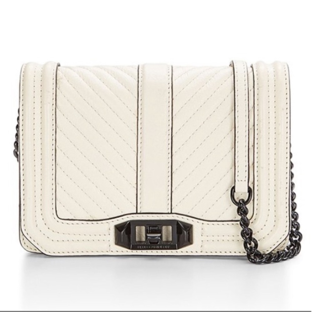 Rebecca Minkoff Chevron Small Love Crossbody in Antique White NWOT